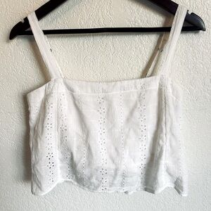 Hollister White Eyelet Crop, Size Large